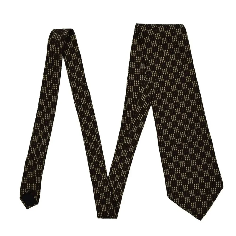 Kenneth Cole New York Mens Necktie Tie Geometric Brown Cream Black 59 in